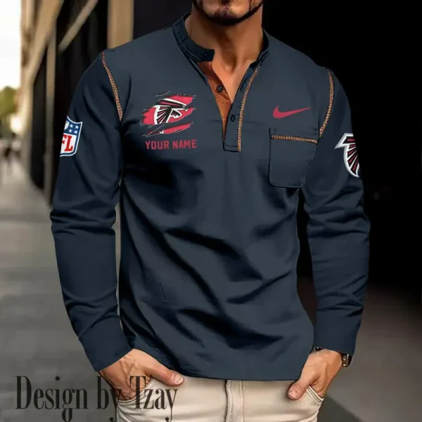 Atlanta Falcons Men's Long Sleeve Stand Casual Shirt Trending 2025 SPTLSCS034 - Image 4