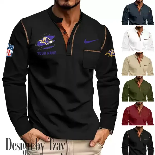 Baltimore Ravens Men's Long Sleeve Stand Casual Shirt Trending 2025 SPTLSCS035 - Image 3