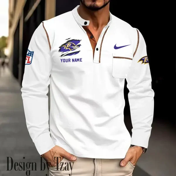 Baltimore Ravens Men's Long Sleeve Stand Casual Shirt Trending 2025 SPTLSCS035
