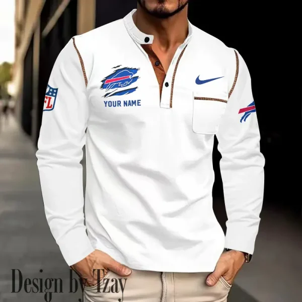 Buffalo Bills Men's Long Sleeve Stand Casual Shirt Trending 2025 SPTLSCS036