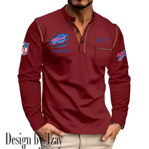 Buffalo Bills Men's Long Sleeve Stand Casual Shirt Trending 2025 SPTLSCS036 - Image 2