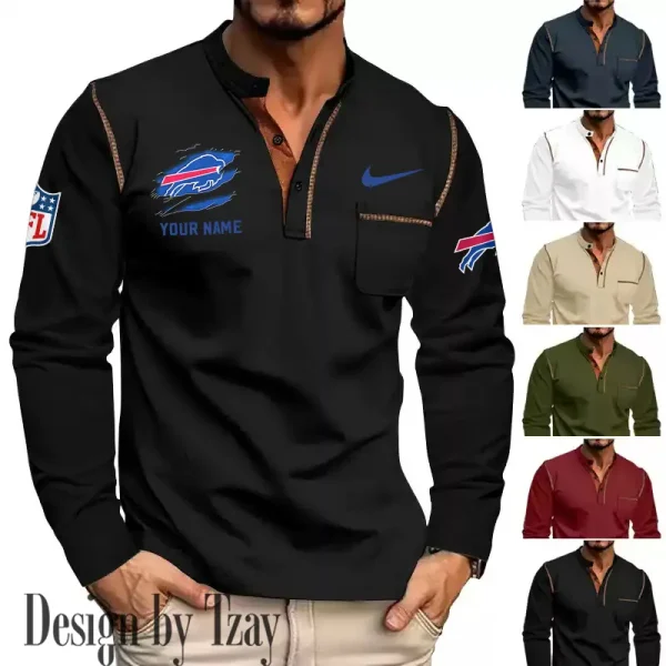 Buffalo Bills Men's Long Sleeve Stand Casual Shirt Trending 2025 SPTLSCS036 - Image 3