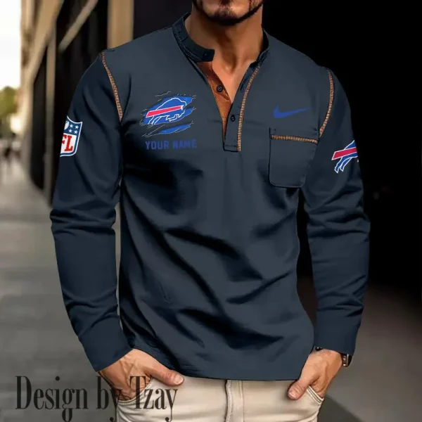 Buffalo Bills Men's Long Sleeve Stand Casual Shirt Trending 2025 SPTLSCS036 - Image 4
