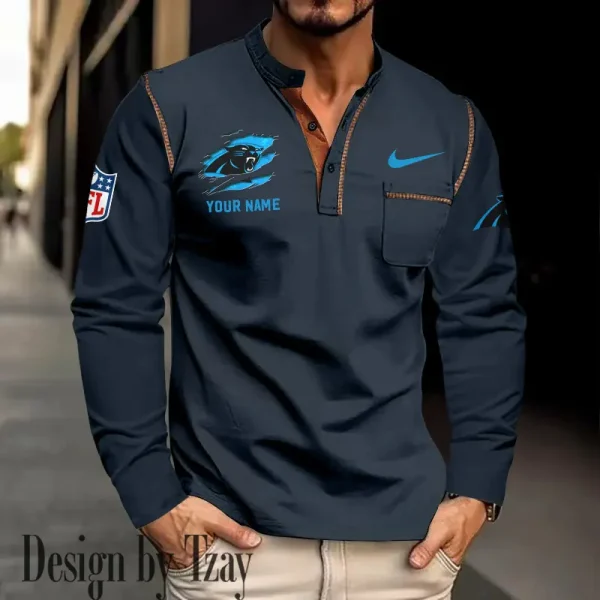 Carolina Panthers Men's Long Sleeve Stand Casual Shirt Trending 2025 SPTLSCS037