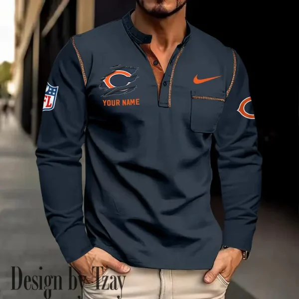 Chicago Bears Men's Long Sleeve Stand Casual Shirt Trending 2025 SPTLSCS038 - Image 2