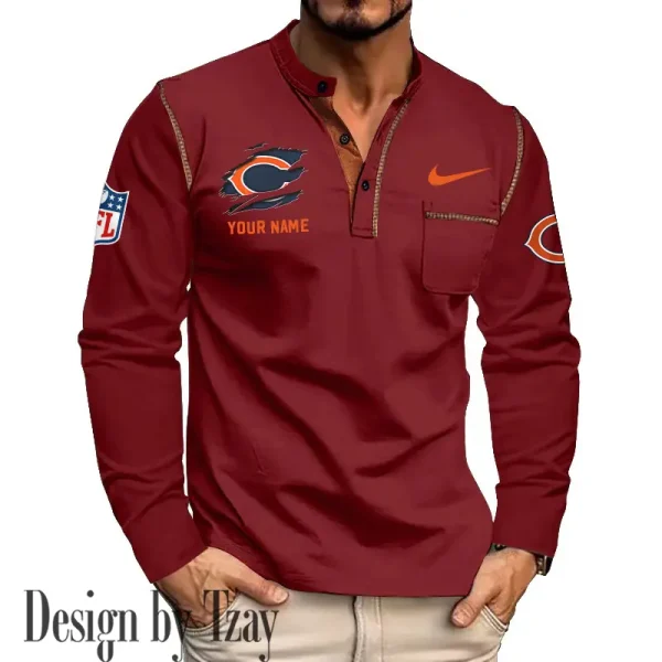Chicago Bears Men's Long Sleeve Stand Casual Shirt Trending 2025 SPTLSCS038