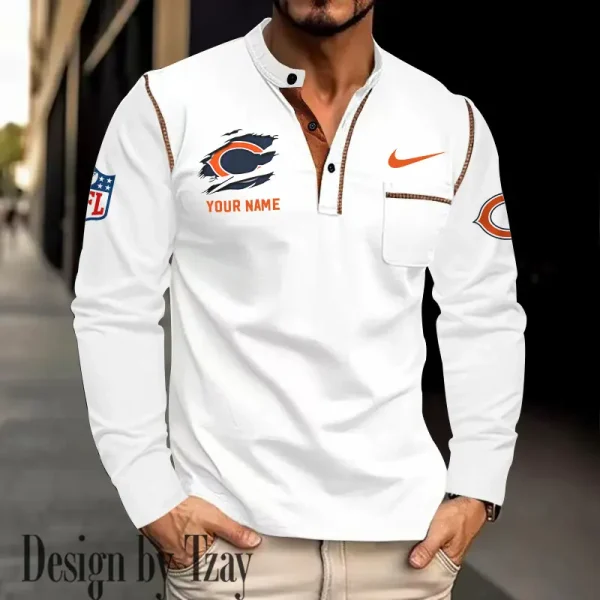 Chicago Bears Men's Long Sleeve Stand Casual Shirt Trending 2025 SPTLSCS038 - Image 3