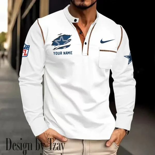 Dallas Cowboys Men's Long Sleeve Stand Casual Shirt Trending 2025 SPTLSCS041 - Image 4
