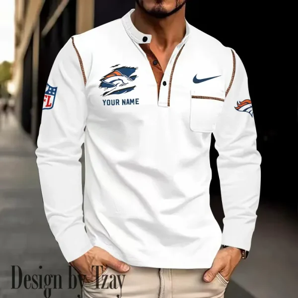 Denver Broncos Men's Long Sleeve Stand Casual Shirt Trending 2025 SPTLSCS042 - Image 3