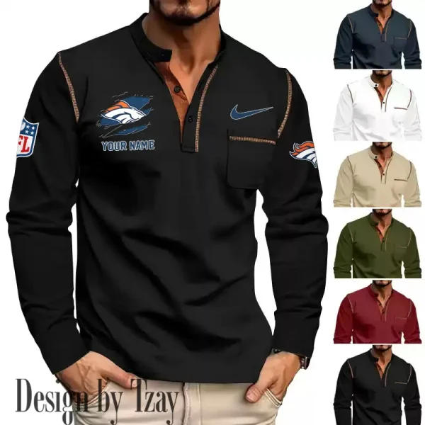 Denver Broncos Men's Long Sleeve Stand Casual Shirt Trending 2025 SPTLSCS042 - Image 4