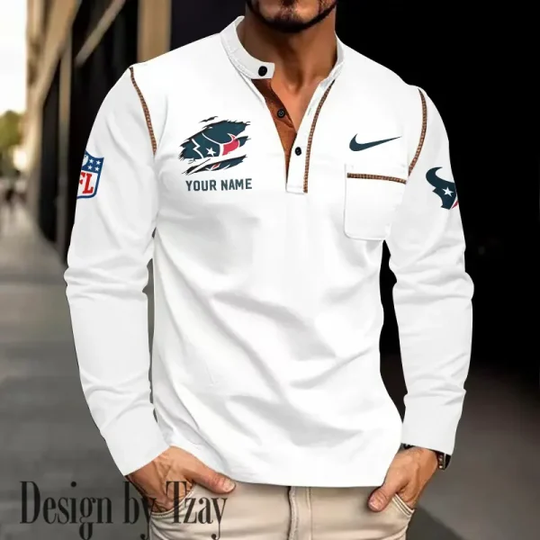 Houston Texans Men's Long Sleeve Stand Casual Shirt Trending 2025 SPTLSCS045 - Image 3
