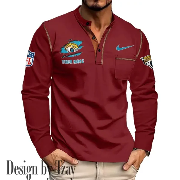 Jacksonville Jaguars Men's Long Sleeve Stand Casual Shirt Trending 2025 SPTLSCS047 - Image 2