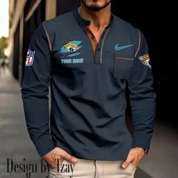 Jacksonville Jaguars Men's Long Sleeve Stand Casual Shirt Trending 2025 SPTLSCS047 - Image 3