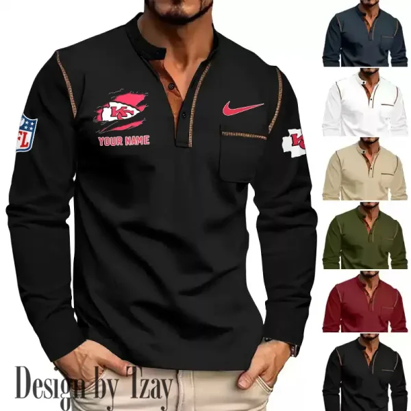 Kansas City Chiefs Men's Long Sleeve Stand Casual Shirt Trending 2025 SPTLSCS048