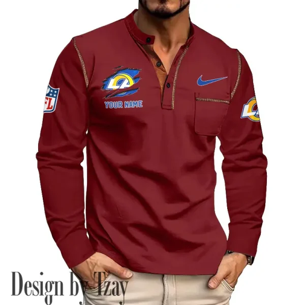 Los Angeles Rams Men's Long Sleeve Stand Casual Shirt Trending 2025 SPTLSCS051 - Image 2