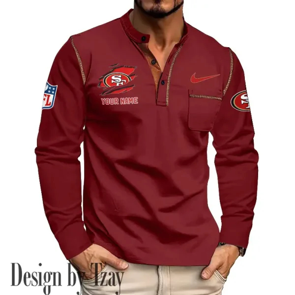 San Francisco 49ers Men's Long Sleeve Stand Casual Shirt Trending 2025 SPTLSCS060