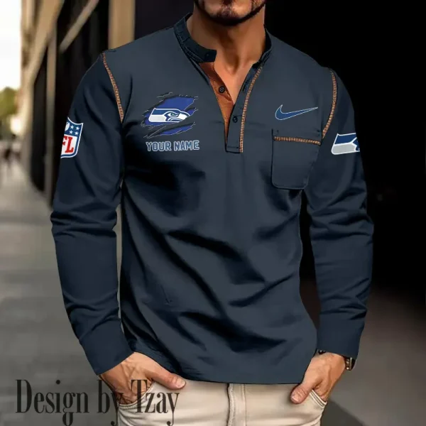 Seattle Seahawks Men's Long Sleeve Stand Casual Shirt Trending 2025 SPTLSCS061