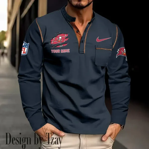 Tampa Bay Buccaneers Men's Long Sleeve Stand Casual Shirt Trending 2025 SPTLSCS062 - Image 2