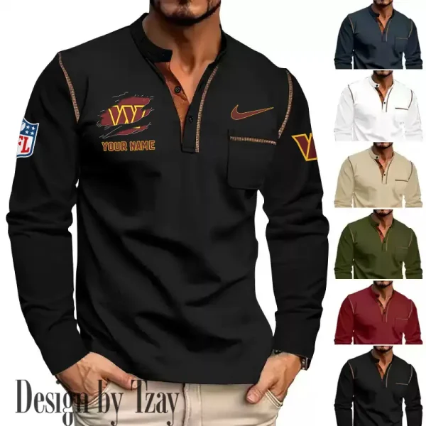 Washington Commanders Men's Long Sleeve Stand Casual Shirt Trending 2025 SPTLSCS064