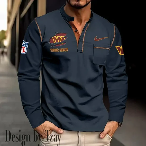 Washington Commanders Men's Long Sleeve Stand Casual Shirt Trending 2025 SPTLSCS064 - Image 2