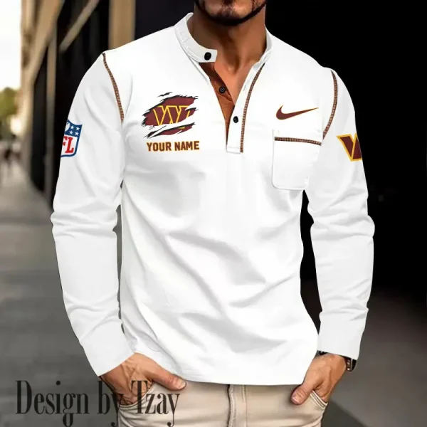 Washington Commanders Men's Long Sleeve Stand Casual Shirt Trending 2025 SPTLSCS064 - Image 3