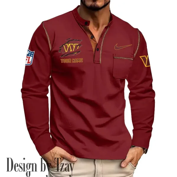 Washington Commanders Men's Long Sleeve Stand Casual Shirt Trending 2025 SPTLSCS064 - Image 4