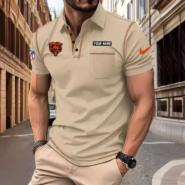 Chicago Bears Summer Fashion Polo Shirts for Men Minimalist Men's Short Sleeve Tee SPTCPSSMS006 - Image 2