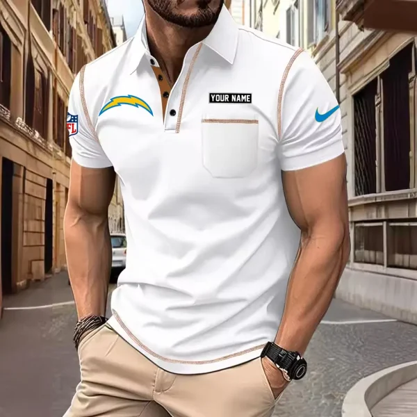 Los Angeles Chargers Summer Fashion Polo Shirts for Men Minimalist Men's Short Sleeve Tee SPTCPSSMS018 - Image 3