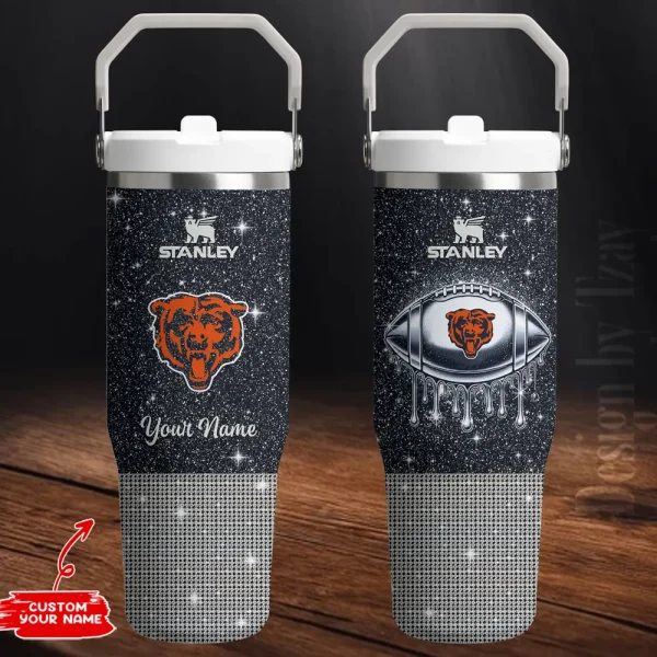 Chicago Bears Portable Car Cup Stainless Steel 304 Tumbler Water Bottle 30oz AZFST263