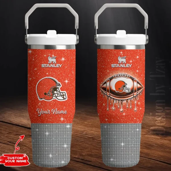 Cleveland Browns Portable Car Cup Stainless Steel 304 Tumbler Water Bottle 30oz AZFST265