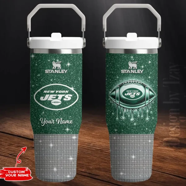 New York Jets Portable Car Cup Stainless Steel 304 Tumbler Water Bottle 30oz AZFST282