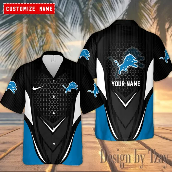 Detroit Lions Casual Men's Hawaiian Shirt 3D Printed New AZHWS1189