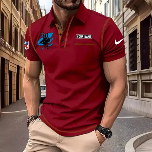 Carolina Panthers Summer Fashion Polo Shirts for Men Minimalist Men's Short Sleeve Tee SPTCPSSMS037 - Image 3