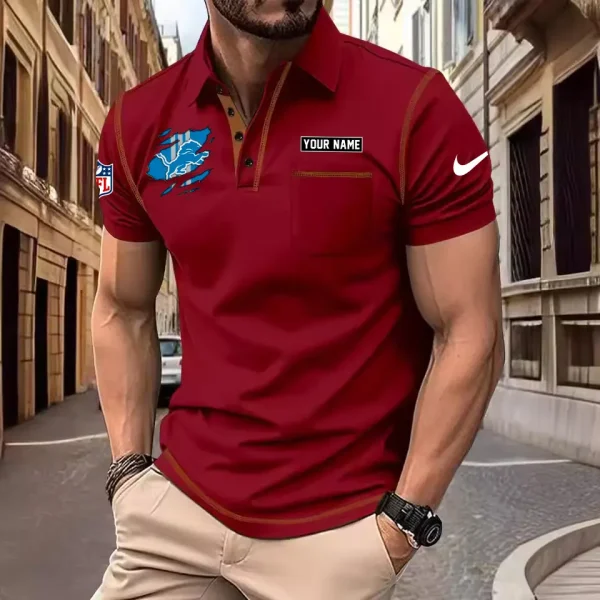 Detroit Lions Summer Fashion Polo Shirts for Men Minimalist Men's Short Sleeve Tee SPTCPSSMS043 - Image 3