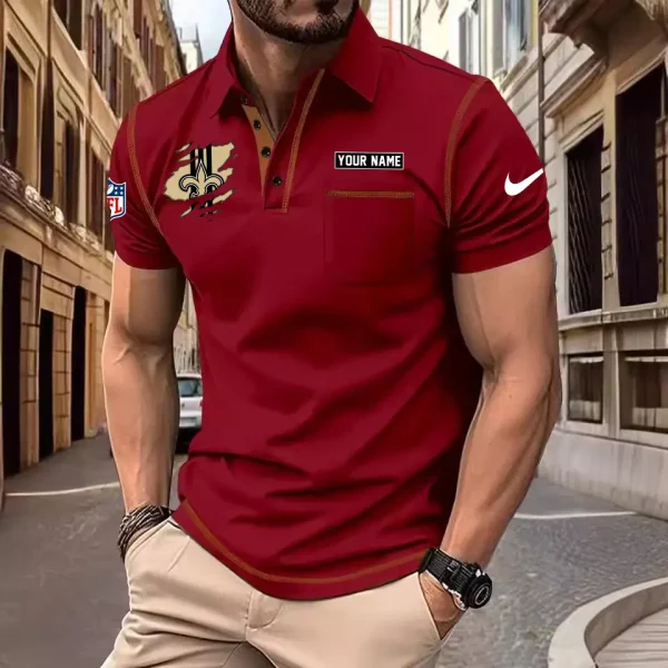 New Orleans Saints Summer Fashion Polo Shirts for Men Minimalist Men's Short Sleeve Tee SPTCPSSMS055 - Image 3