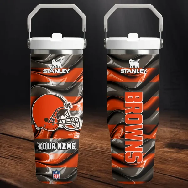 Cleveland Browns Portable Car Cup Stainless Steel 304 Tumbler Water Bottle 30oz AZFST301
