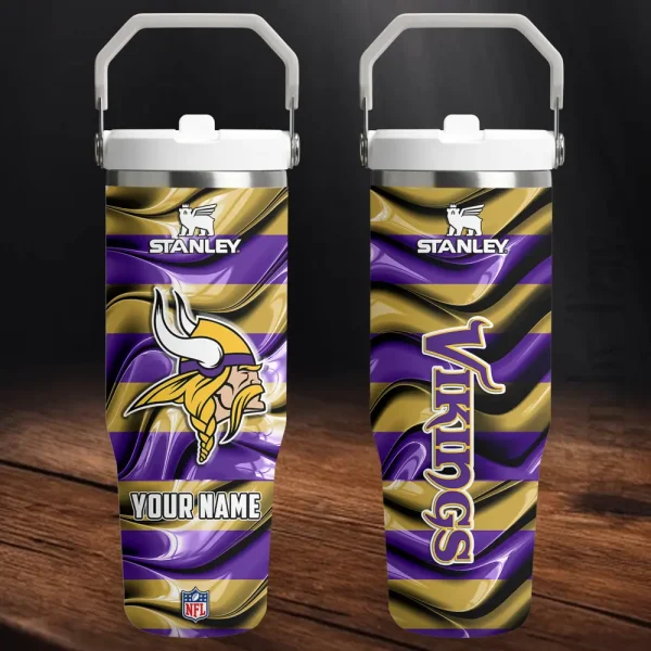Minnesota Vikings Portable Car Cup Stainless Steel 304 Tumbler Water Bottle 30oz AZFST314