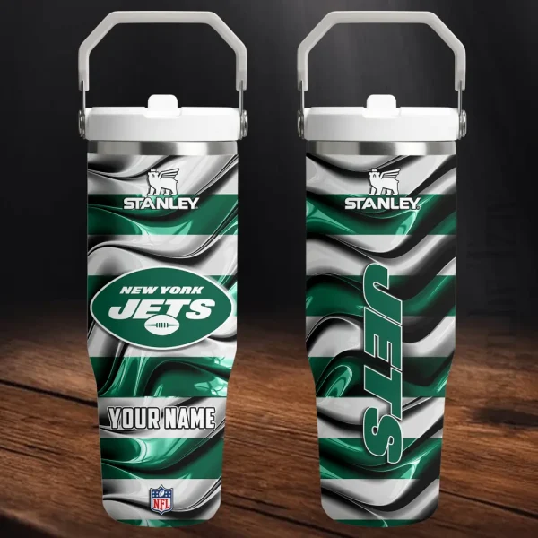 New York Jets Portable Car Cup Stainless Steel 304 Tumbler Water Bottle 30oz AZFST318
