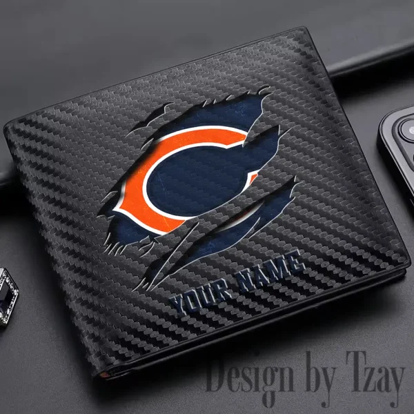 Chicago Bears Carbon Wallet ID Credit Card Holder License Money Bag SPTCWCCH006