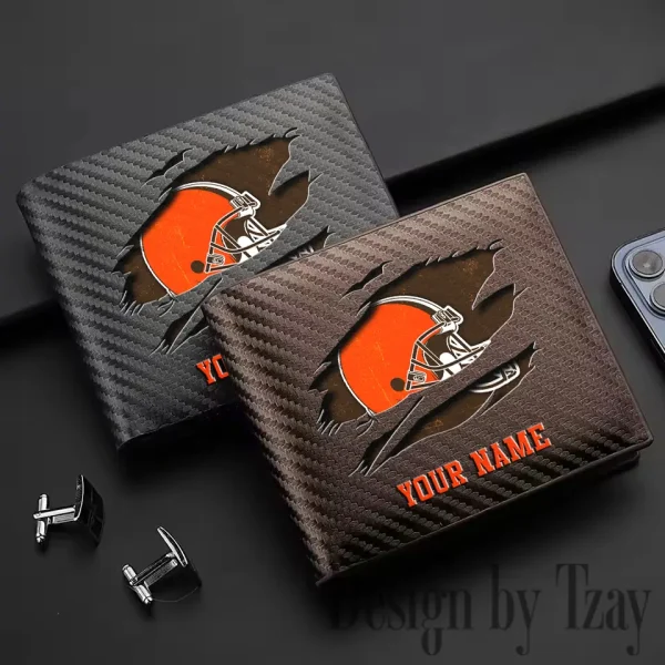 Cleveland Browns Carbon Wallet ID Credit Card Holder License Money Bag SPTCWCCH008 - Image 2