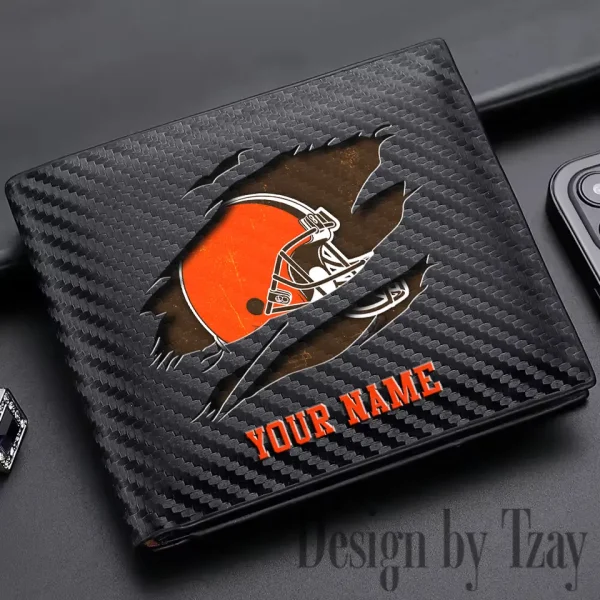 Cleveland Browns Carbon Wallet ID Credit Card Holder License Money Bag SPTCWCCH008 - Image 3