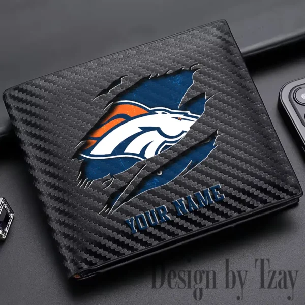 Denver Broncos Carbon Wallet ID Credit Card Holder License Money Bag SPTCWCCH010