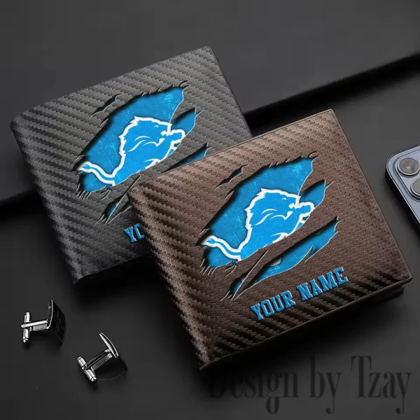 Detroit Lions Carbon Wallet ID Credit Card Holder License Money Bag SPTCWCCH011