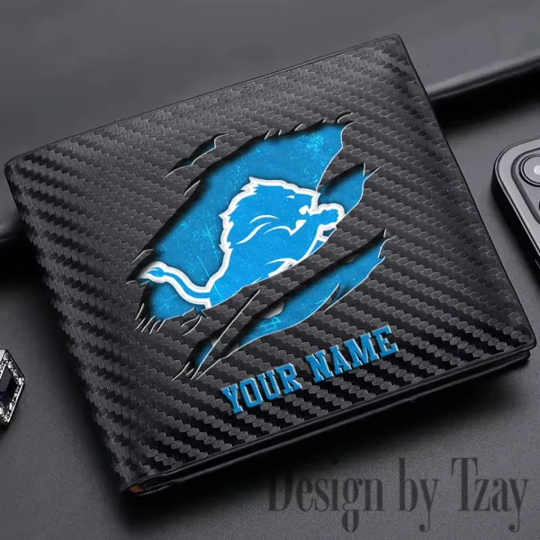 Detroit Lions Carbon Wallet ID Credit Card Holder License Money Bag SPTCWCCH011 - Image 2
