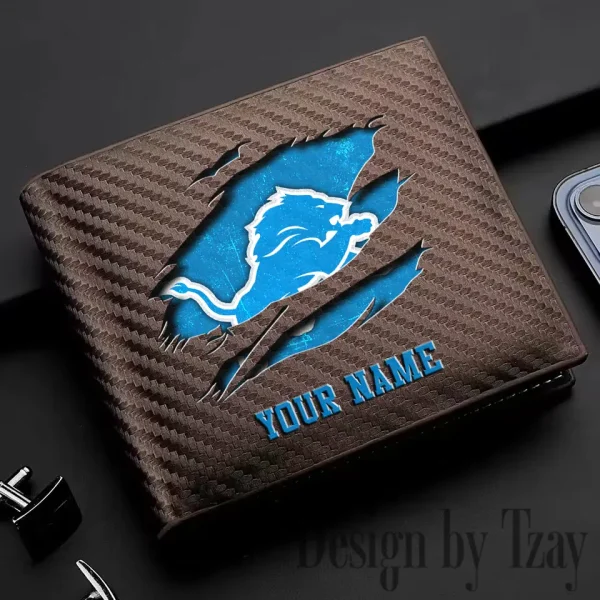 Detroit Lions Carbon Wallet ID Credit Card Holder License Money Bag SPTCWCCH011 - Image 3