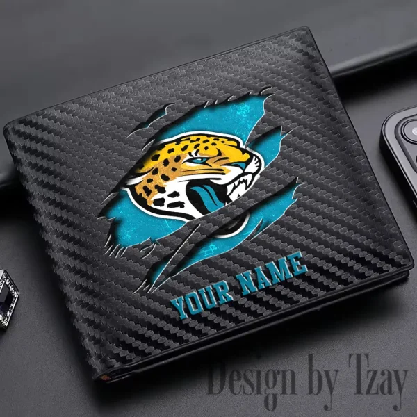 Jacksonville Jaguars Carbon Wallet ID Credit Card Holder License Money Bag SPTCWCCH015
