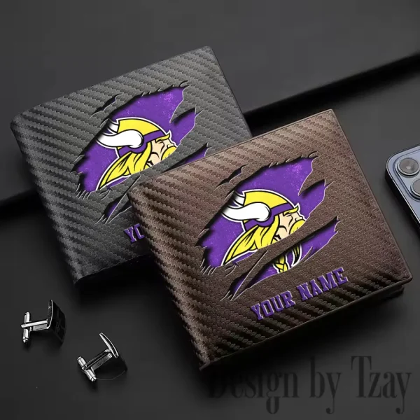 Minnesota Vikings Carbon Wallet ID Credit Card Holder License Money Bag SPTCWCCH021