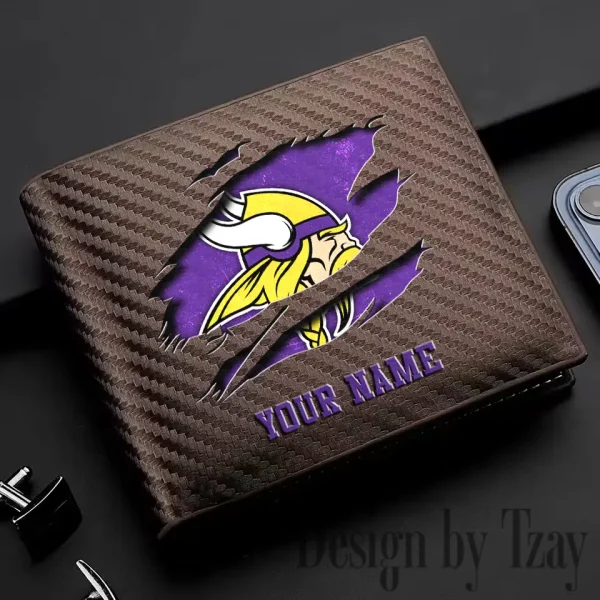 Minnesota Vikings Carbon Wallet ID Credit Card Holder License Money Bag SPTCWCCH021 - Image 2