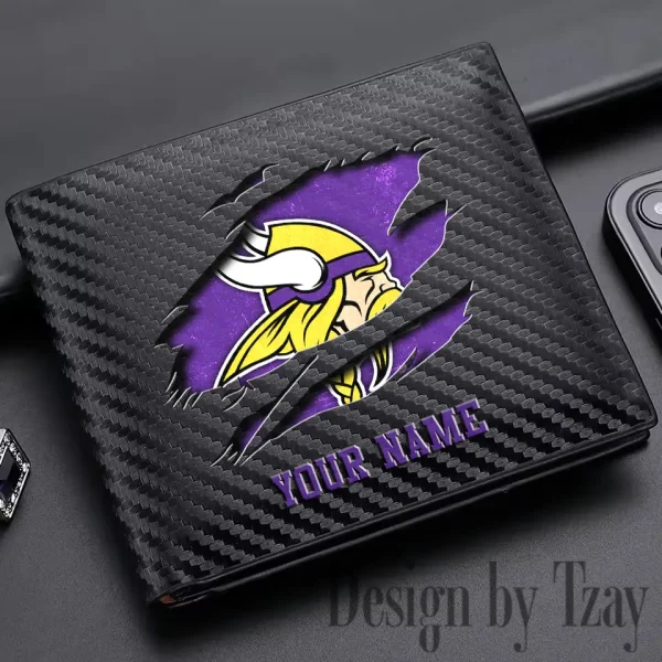 Minnesota Vikings Carbon Wallet ID Credit Card Holder License Money Bag SPTCWCCH021 - Image 3