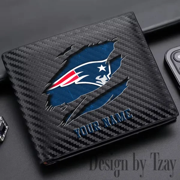 New England Patriots Carbon Wallet ID Credit Card Holder License Money Bag SPTCWCCH022 - Image 3